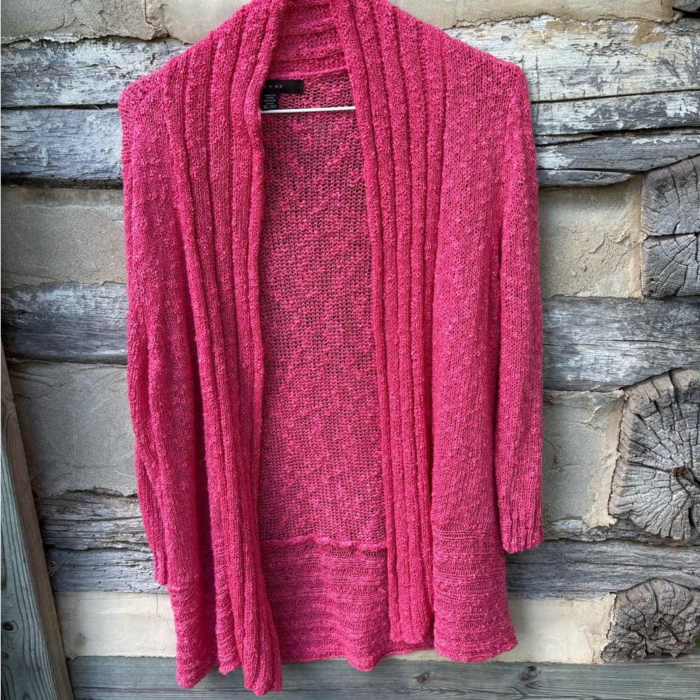 Fever Coral Open Cardigan Knit Sweater Size XL
